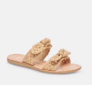 Dolce Vita Sandals | The Woven Raffia Dual Bow Flat Sandal in